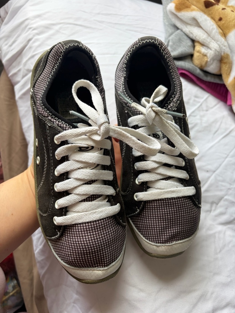 Dr. Scholl's Brown and White Canvas Lace-Up Sneakers